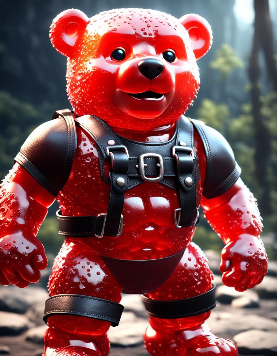 Gummy Bear in Leather Harness: 3D Game Art