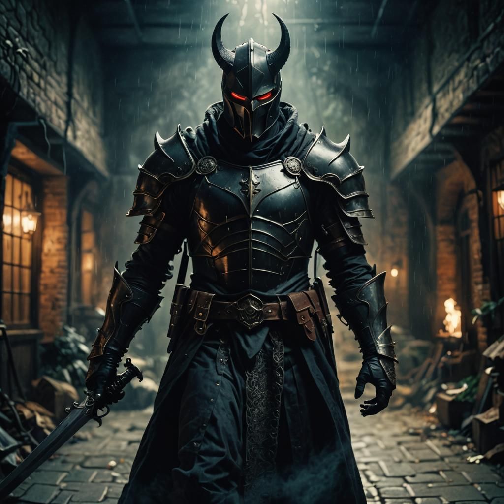 Translucent Demon Knight in Vintage Style