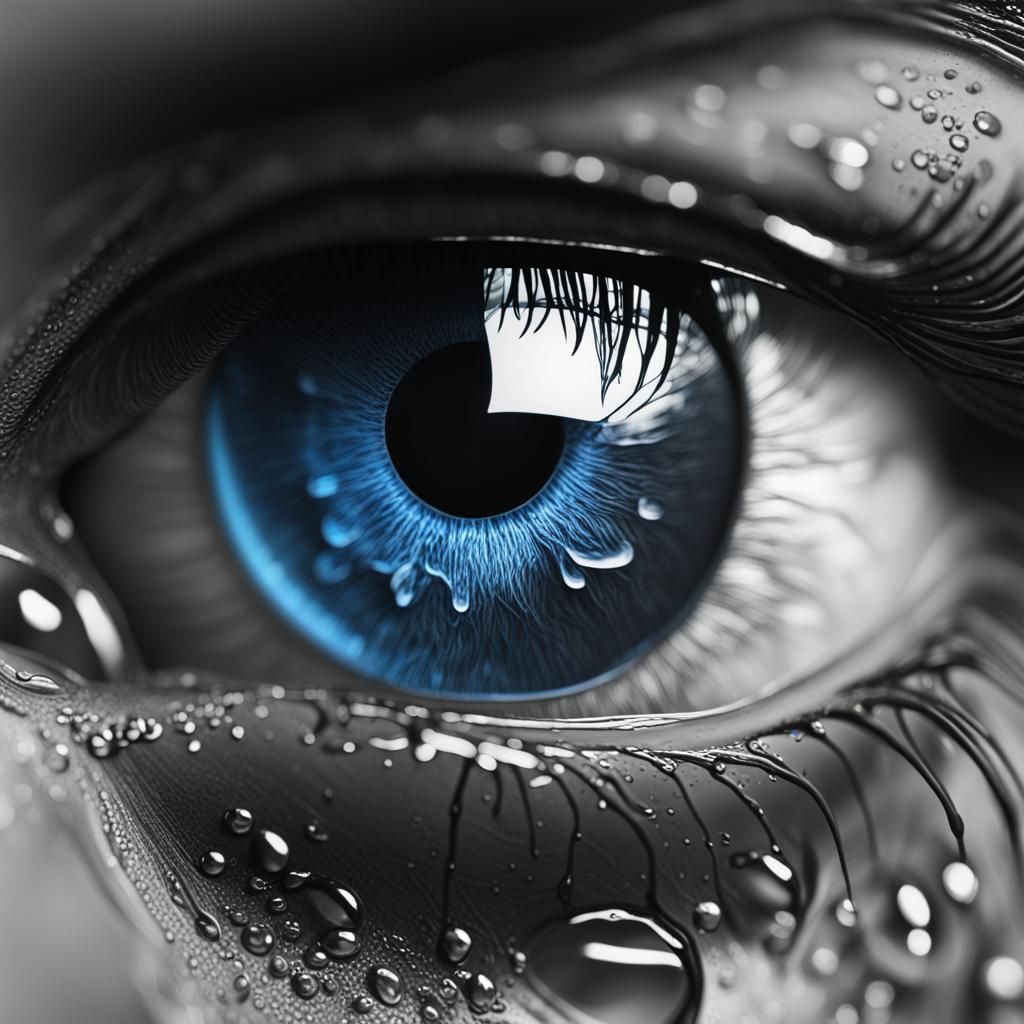 Detailed Close-Up of a Blue Eye in Black and White