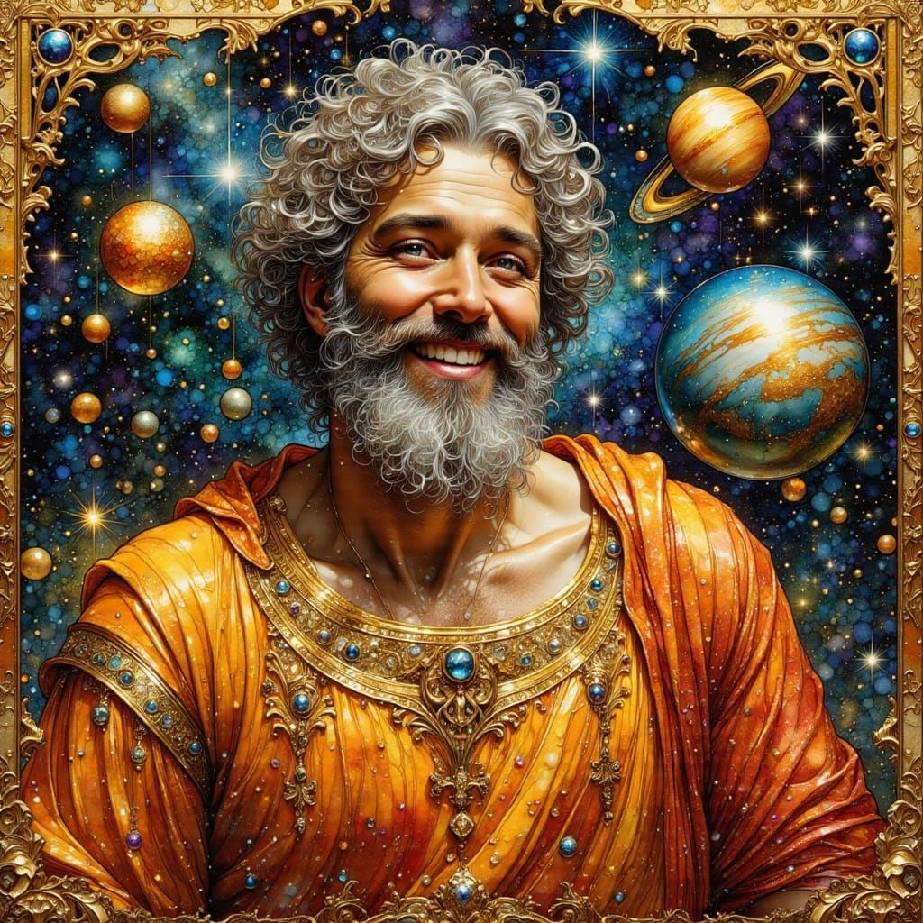 Jolly Man in Art Nouveau Impressionist Portrait