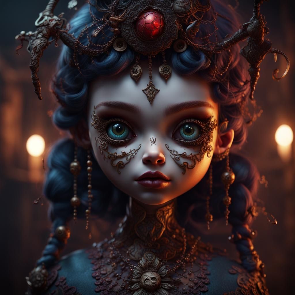 Detailed Matte Painting of an Evil Doll
