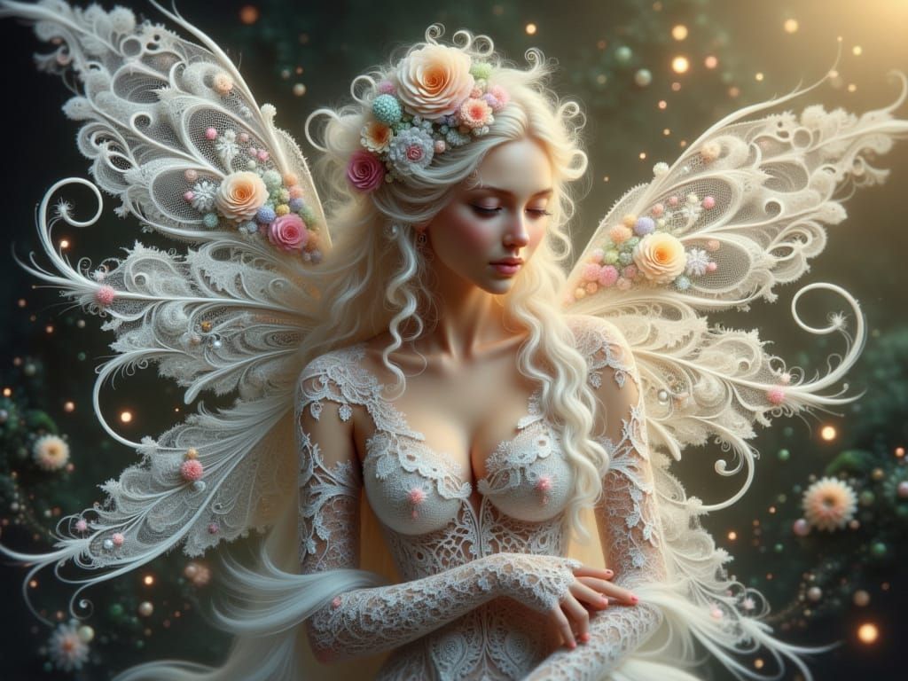 Enchanting Fractal Fairy in Ethereal Lace