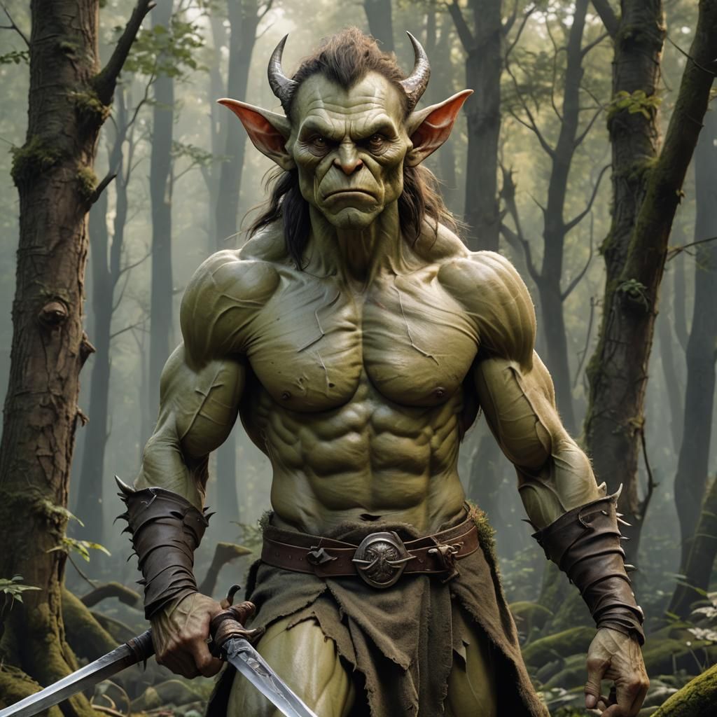 Hyperrealistic Goblin Guardian of the Forest