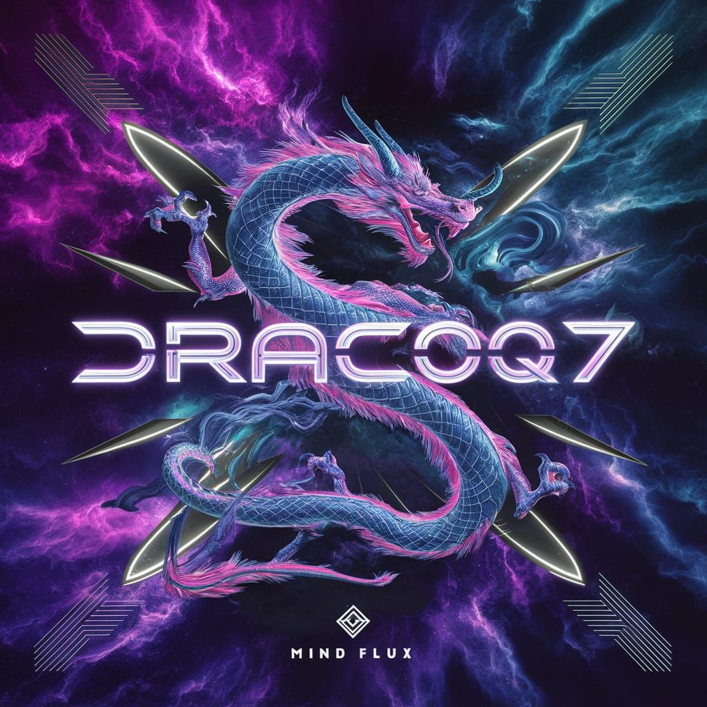 CD cover art for the psy-trance album 'DracoQ7' by Mind Flux...