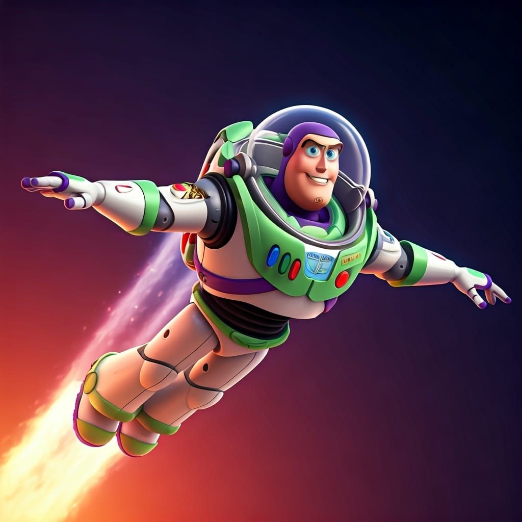 Buzz Lightyear Soaring Through Space in 3D