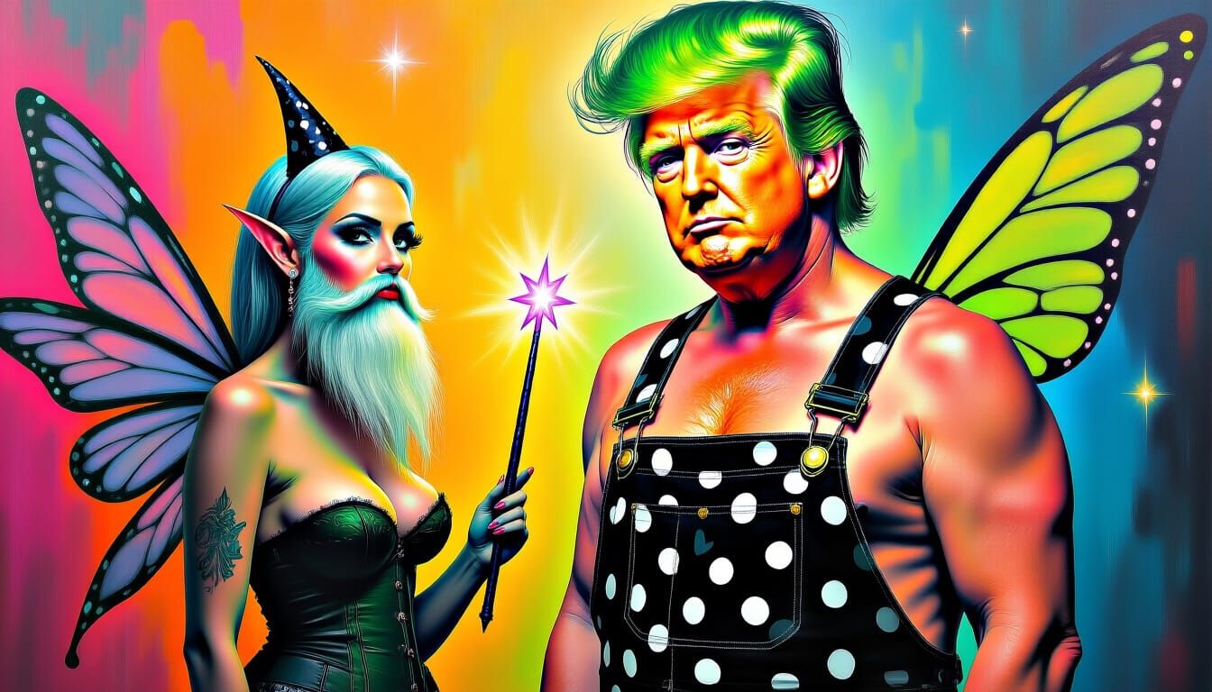 Surreal Painting of Trump with Fairy