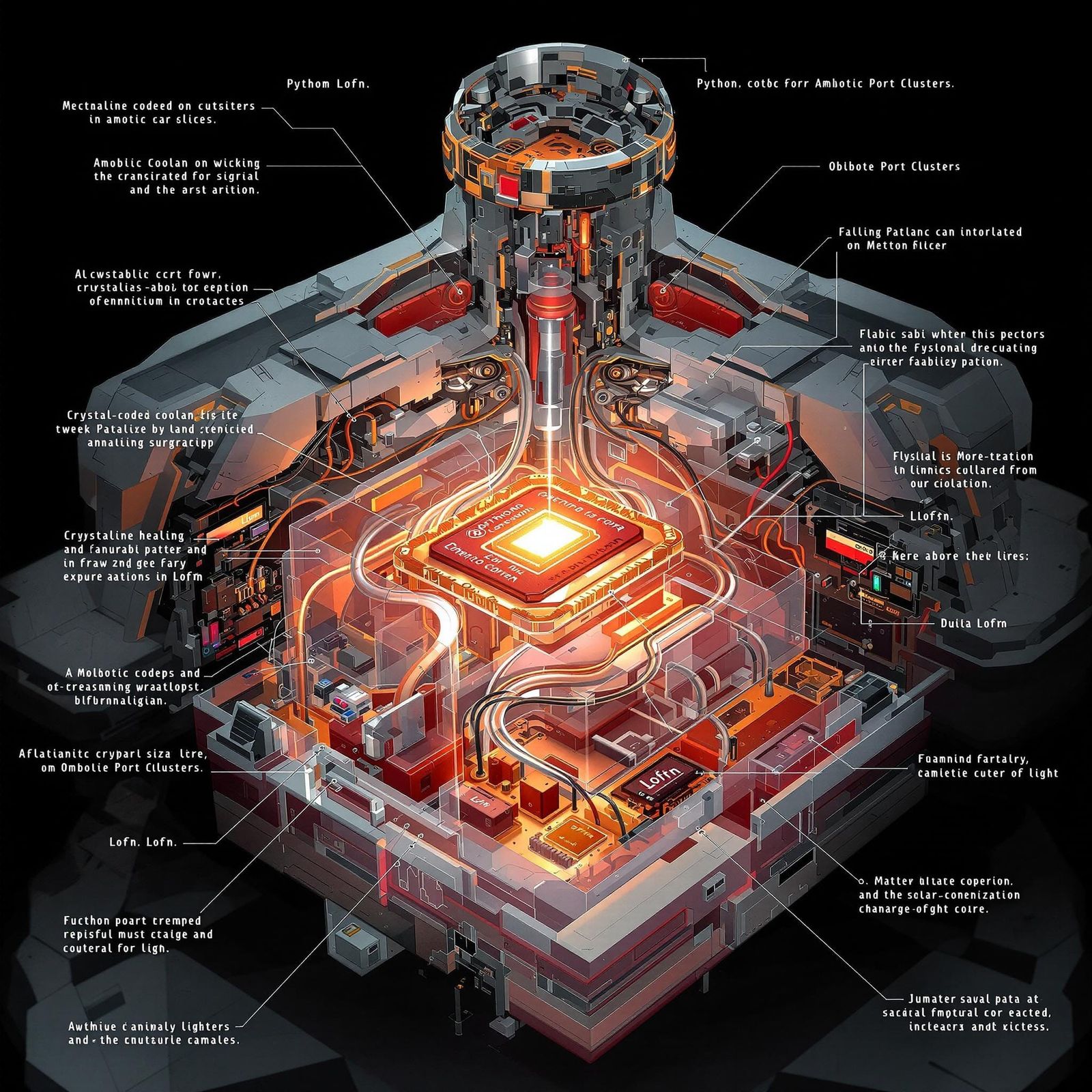 Biomechanical Torso Cross-Section in Hyperreal Digital Illus...