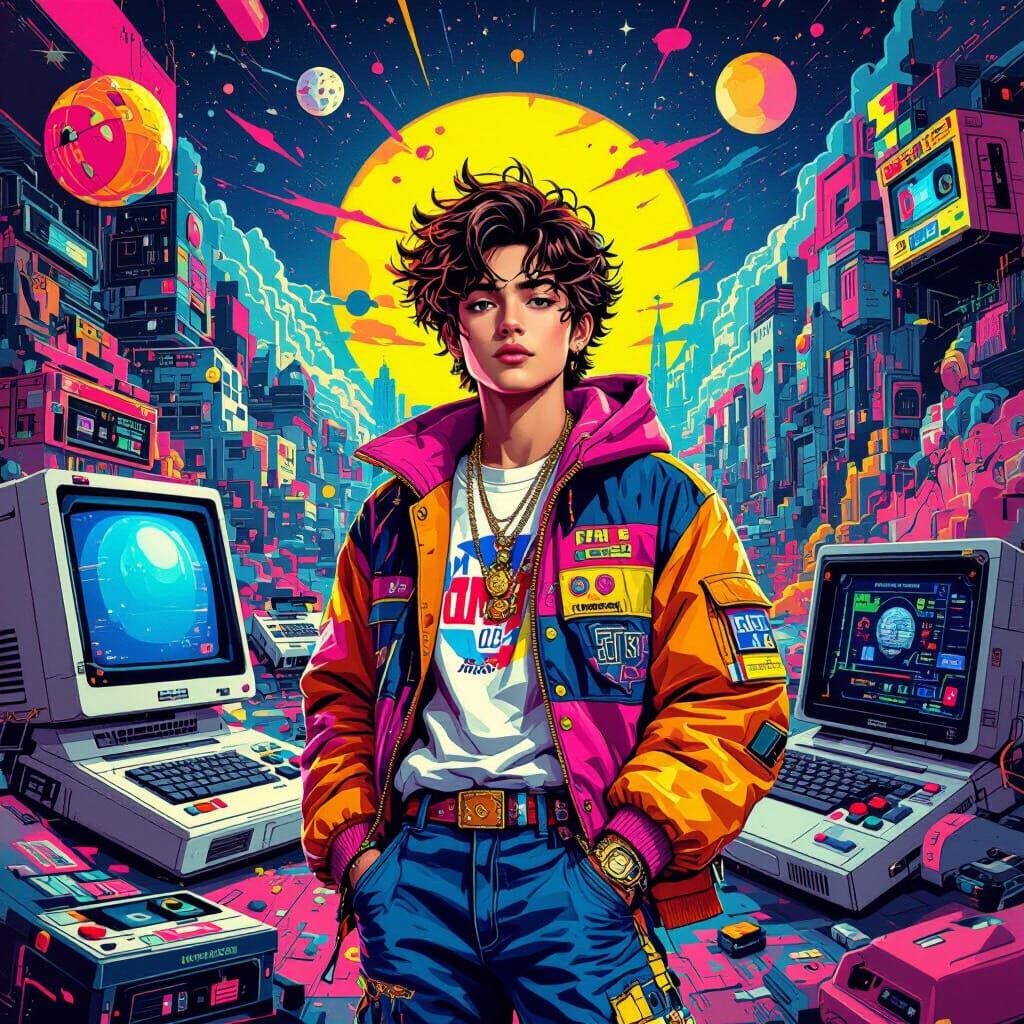 Retro Pop Culture Dreamscape in Digital Art