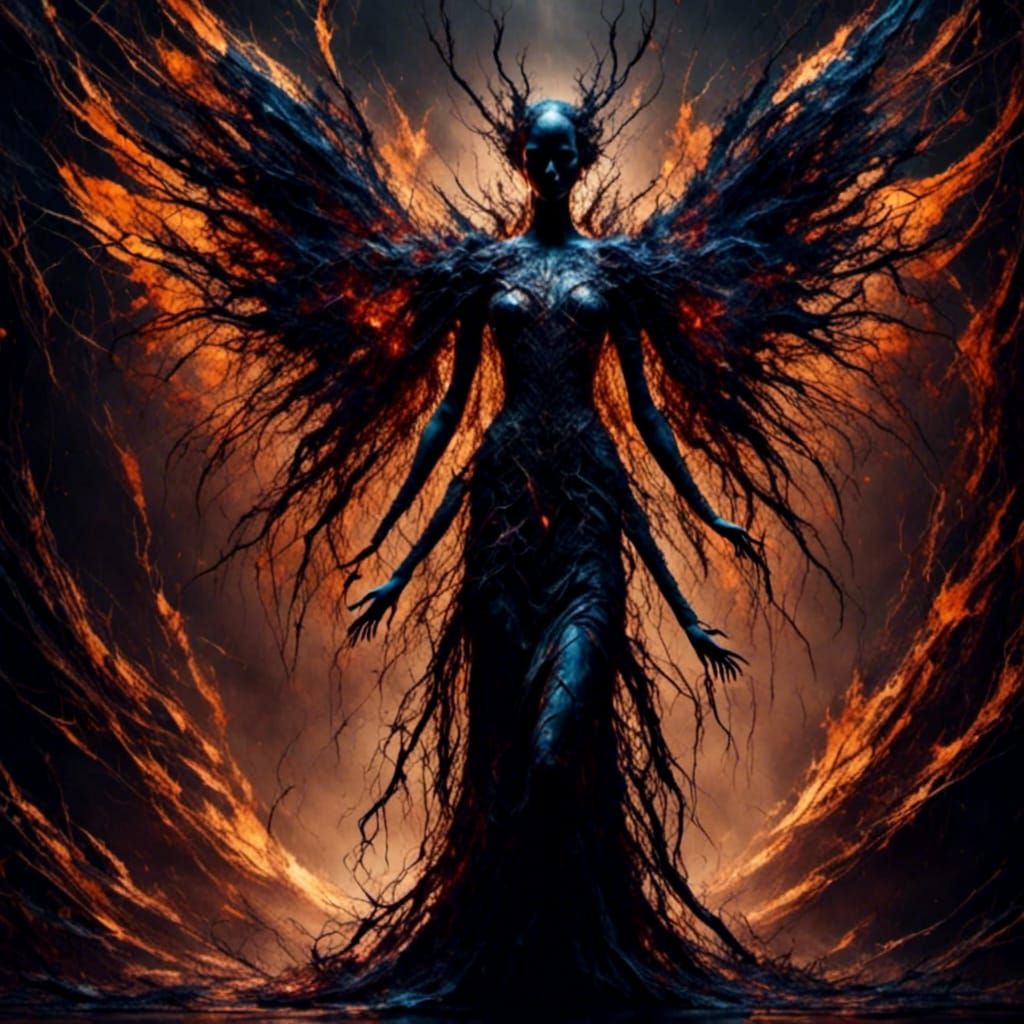 Vivid Fiend Emerges from Hell Portal in Dark Fantasy Art