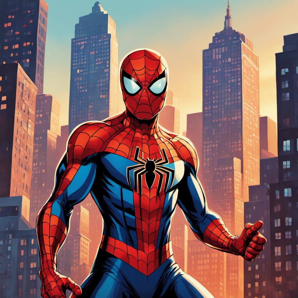 Dynamic Spider-Man Comic Book Art in the Style of Steve Ditk...