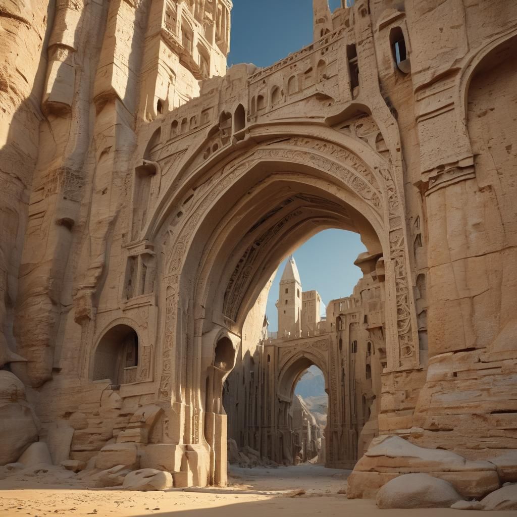 City of Gondor with Bioluminescent Futurism Details