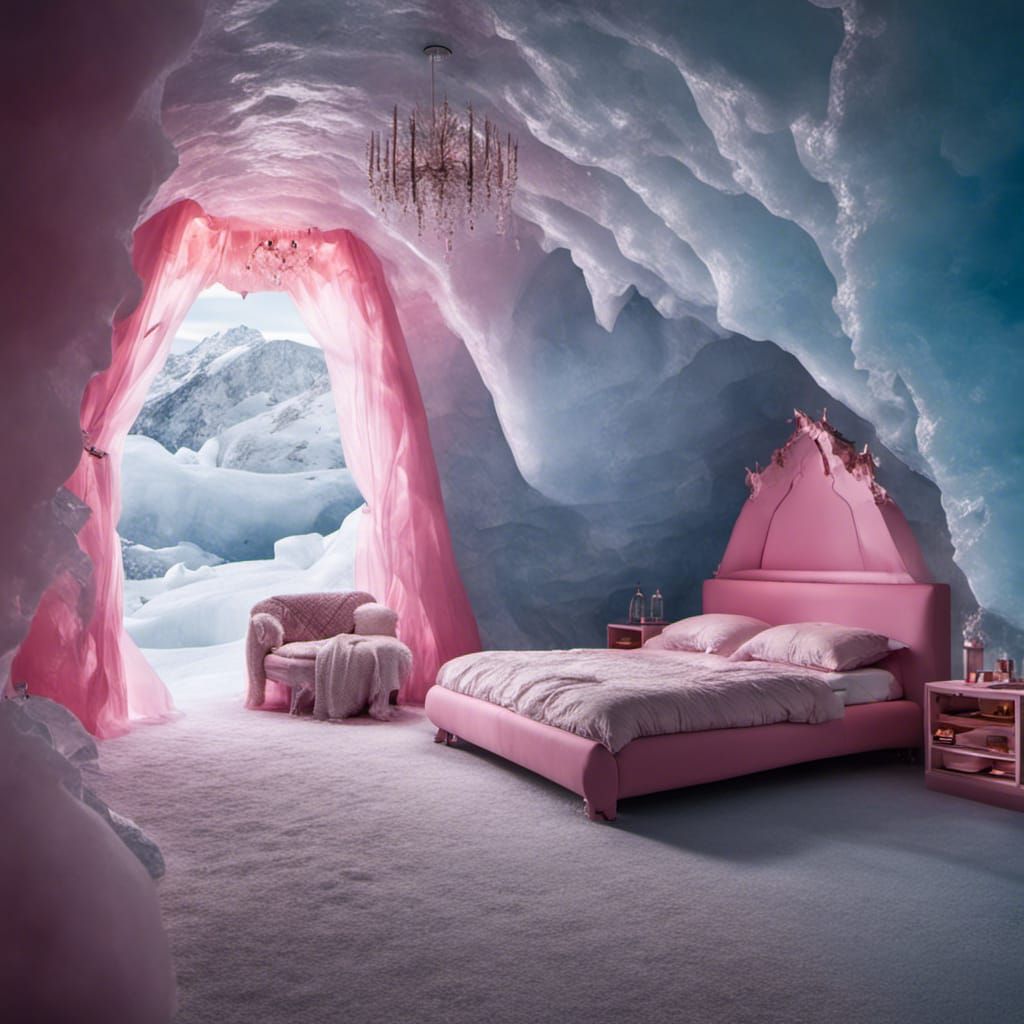 Ice Cave Bedroom with Pink Decor