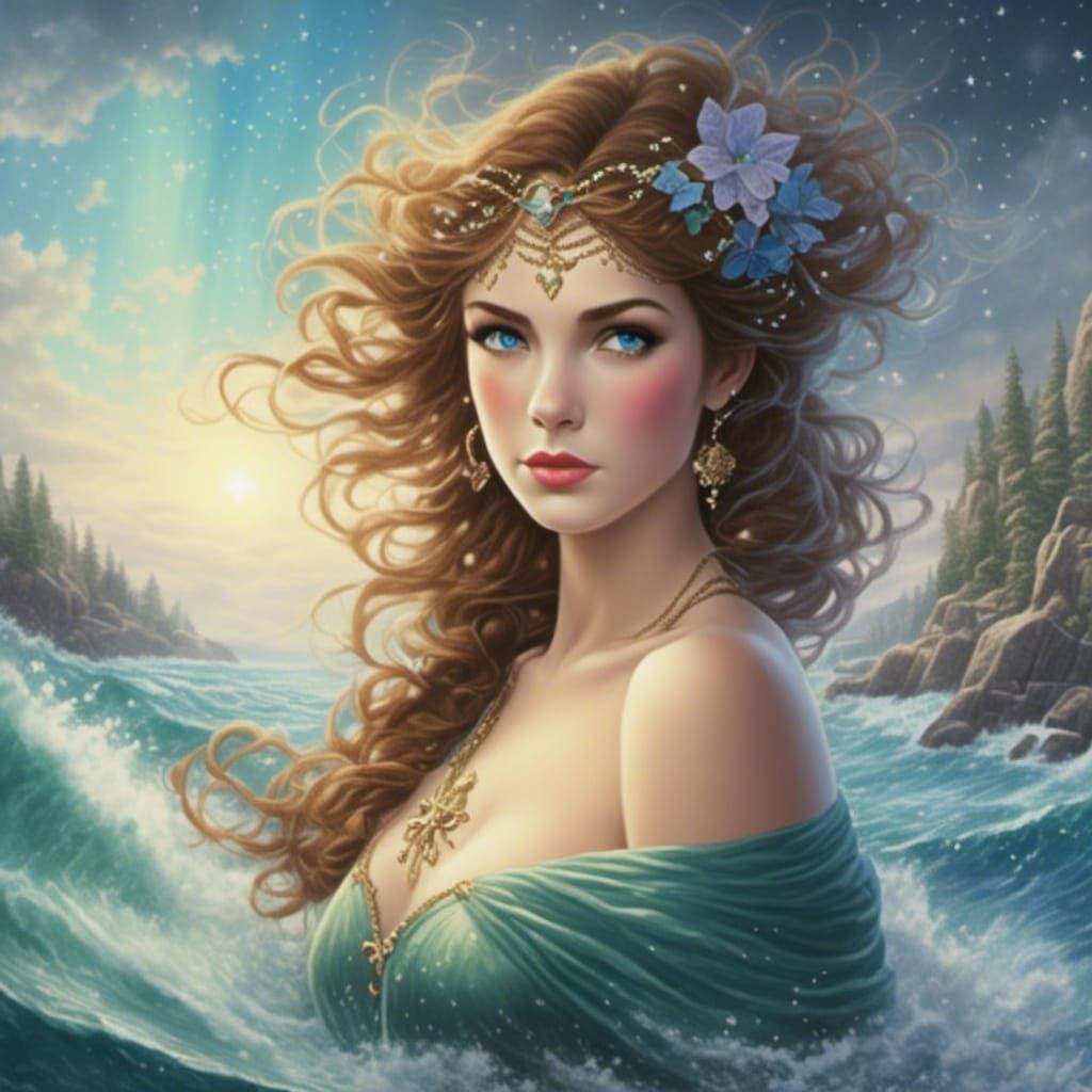 Ethereal Lady of the Water: Summer Fantasy Portrait