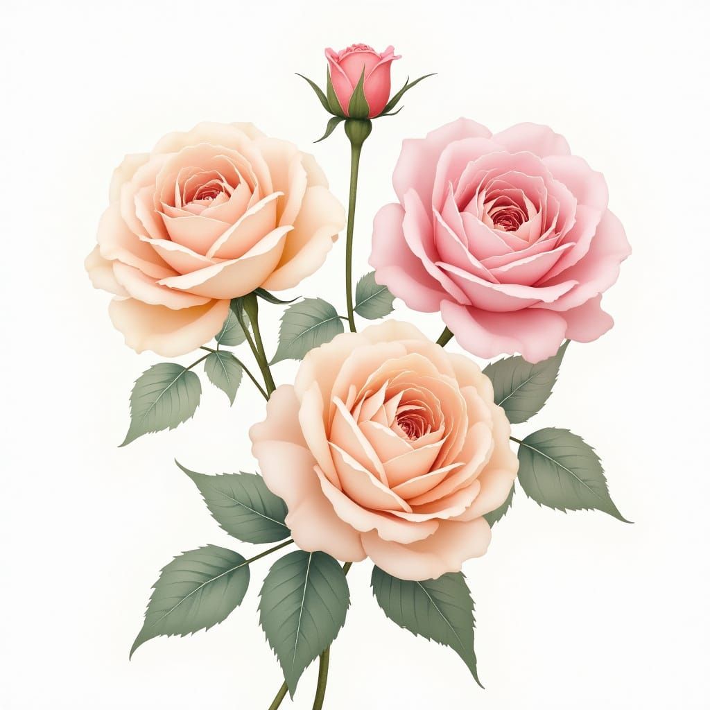 Elegant Floral Pattern with Vintage Roses