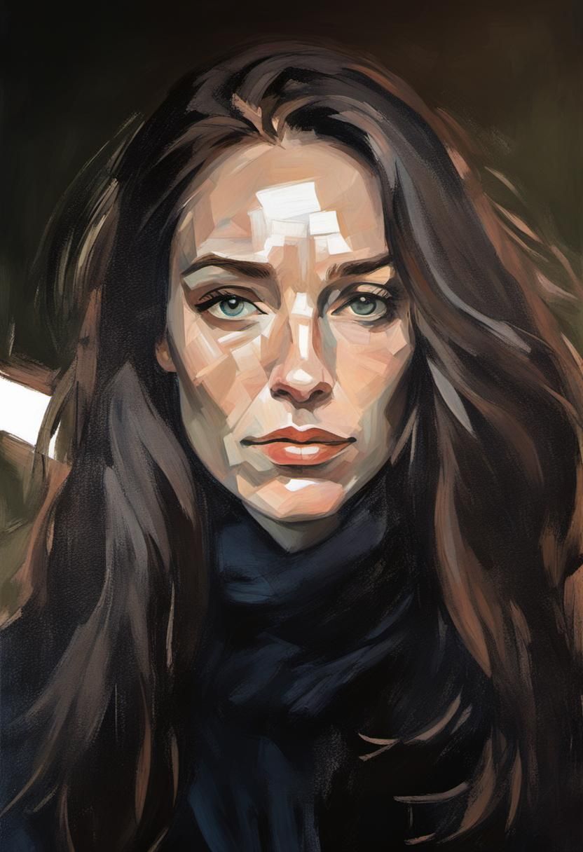 Melancholic Female Portrait in Cubist Style