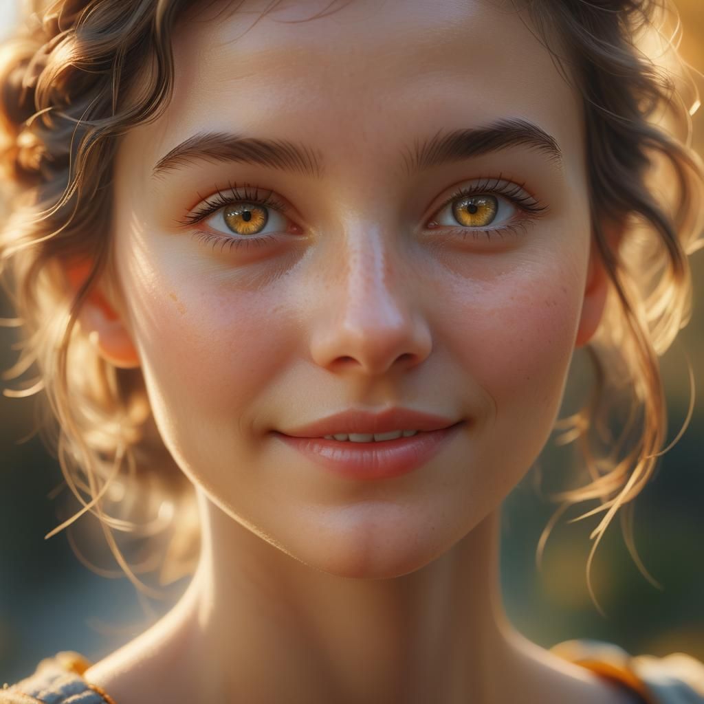 Hyper-Realistic Portrait of Woman in Golden Hour Lighting