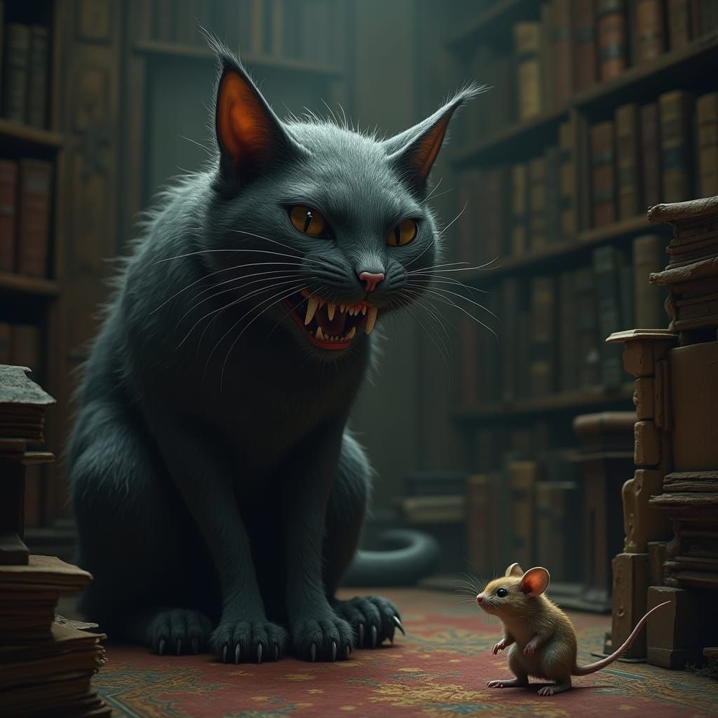 Fantastical Feline Guardian of a Whimsical Study