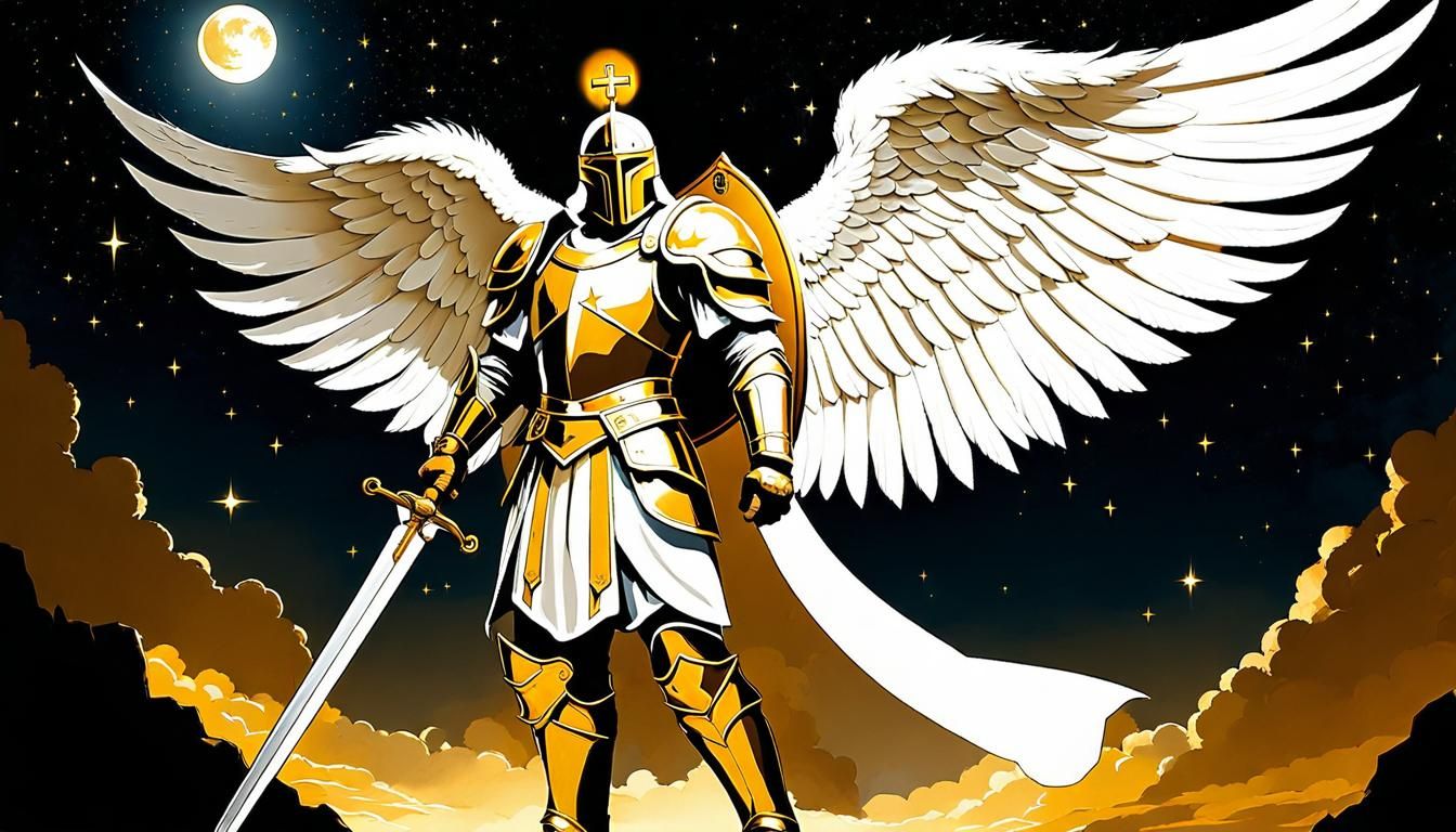 Warrior Angel in Dimly Lit Sky