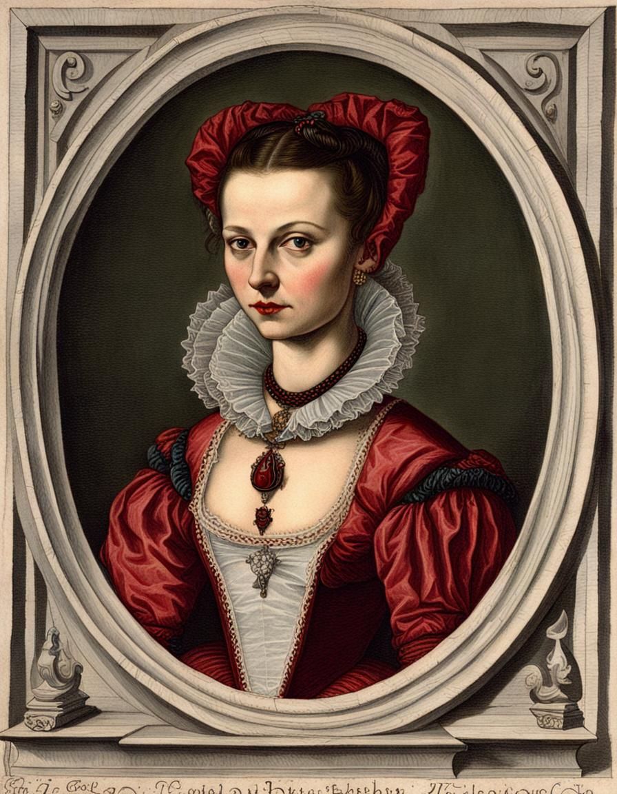 Elizabeth Bathory Portrait, 1595, in Color