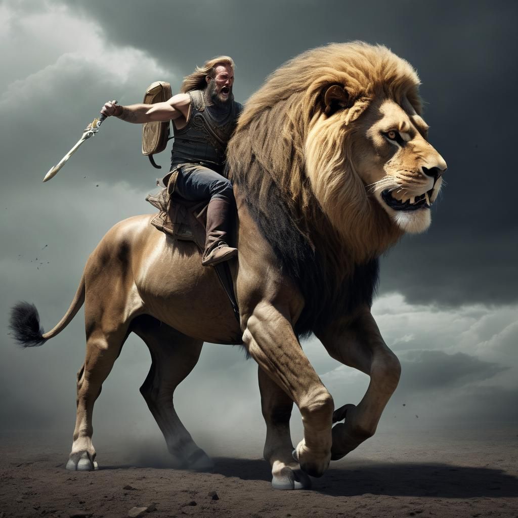 Majestic Lion-Horse Hybrid as a Mythical Beast