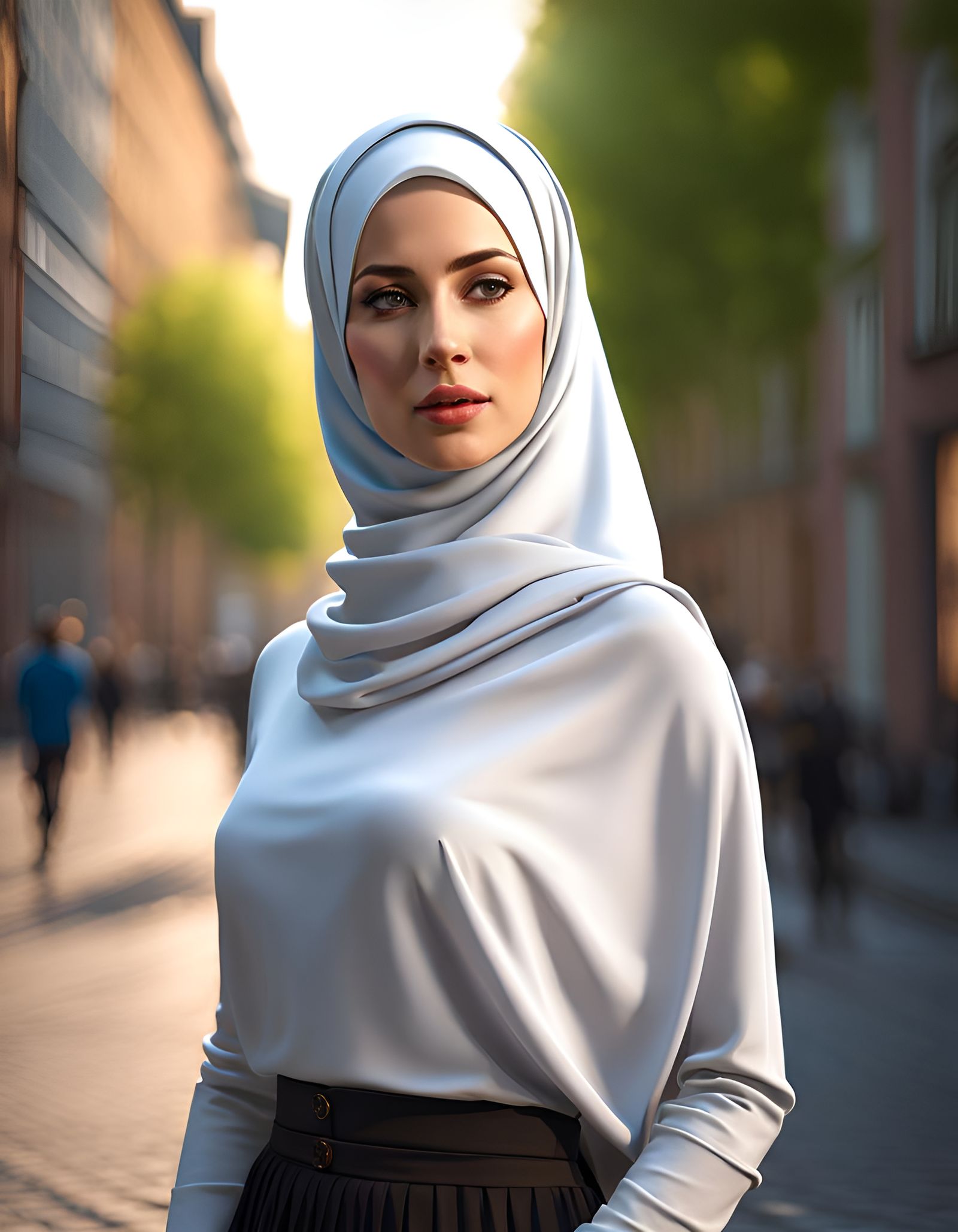 Enticing Woman in Hijab in Hamburg: Digital Art