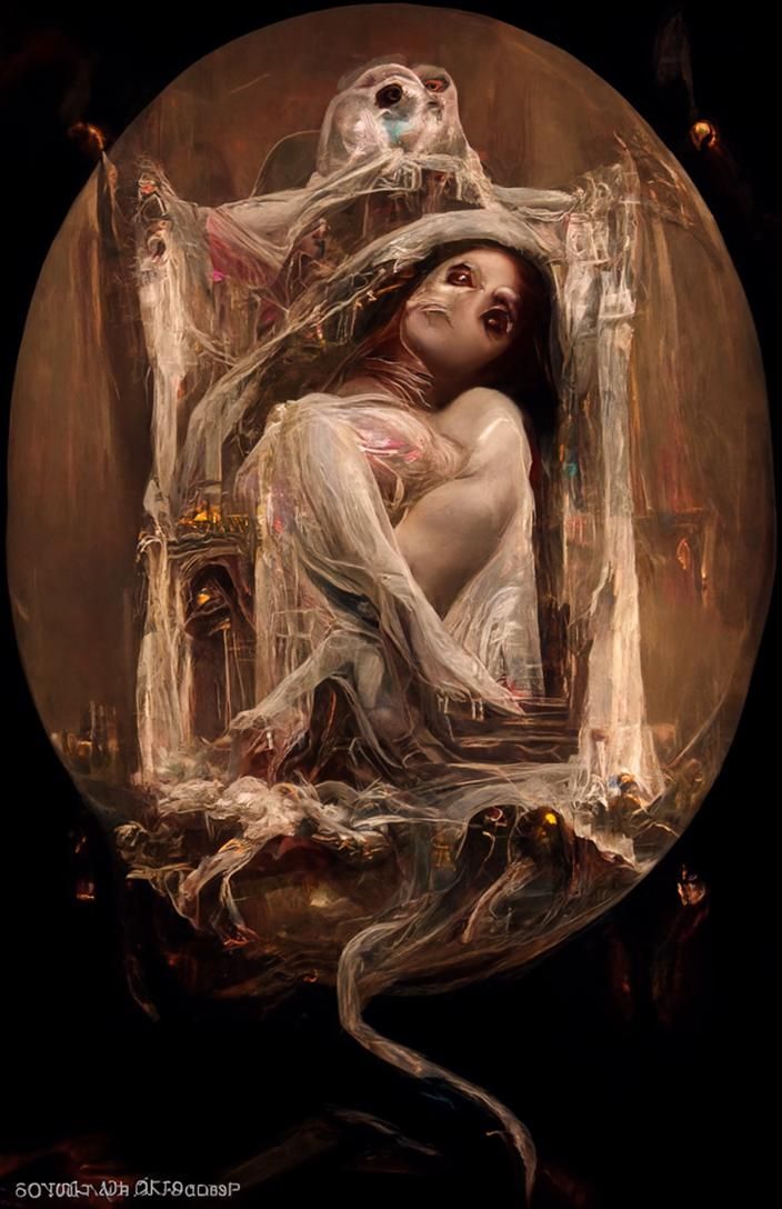 Ethereal Evil Lady Caged: Digital Art