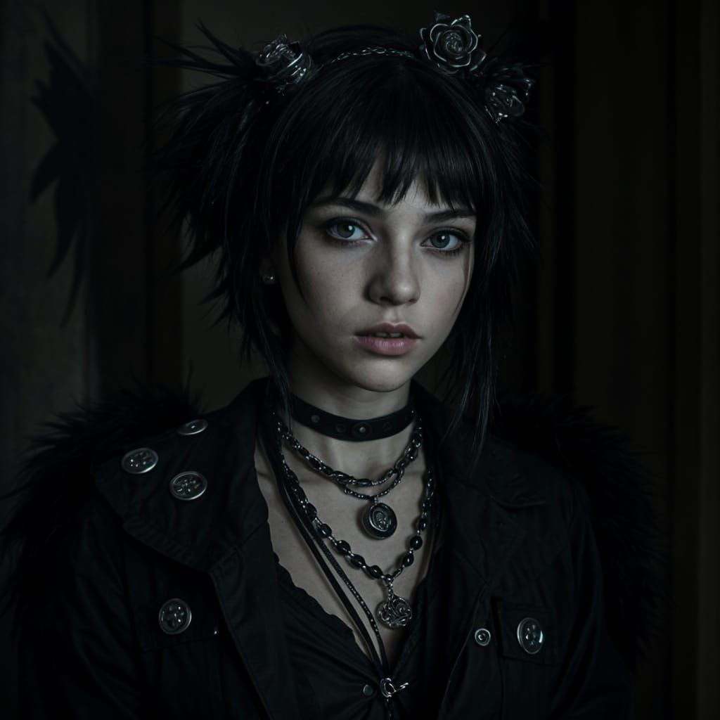 Dark Emo Scene Girl Digital Portrait