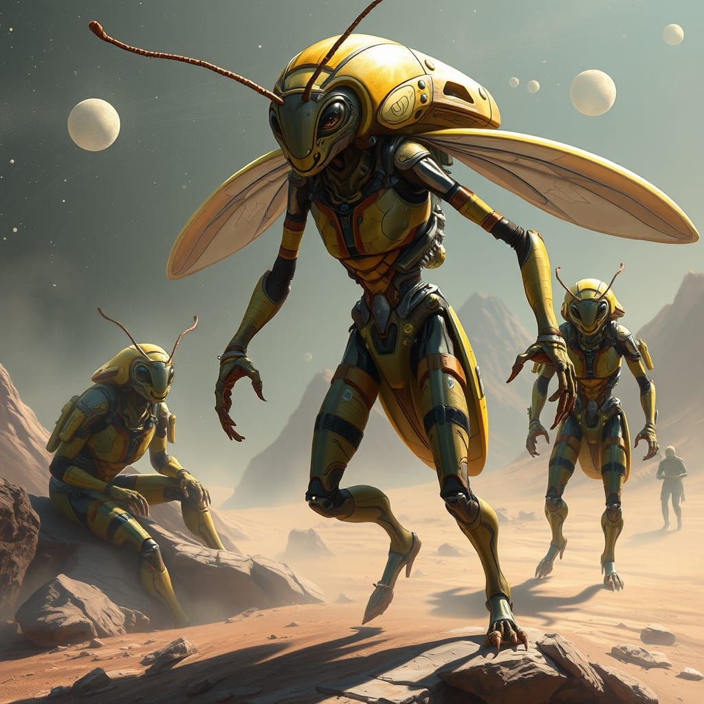 Insectoid-Human Starship Crew: A Futuristic Vision