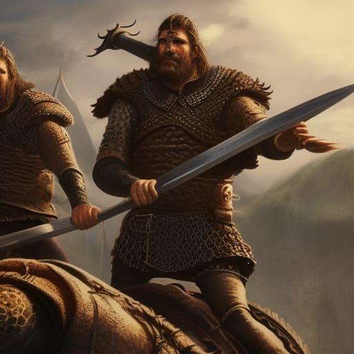 Turtle Vikings in Leather Armor: Detailed Matte Painting