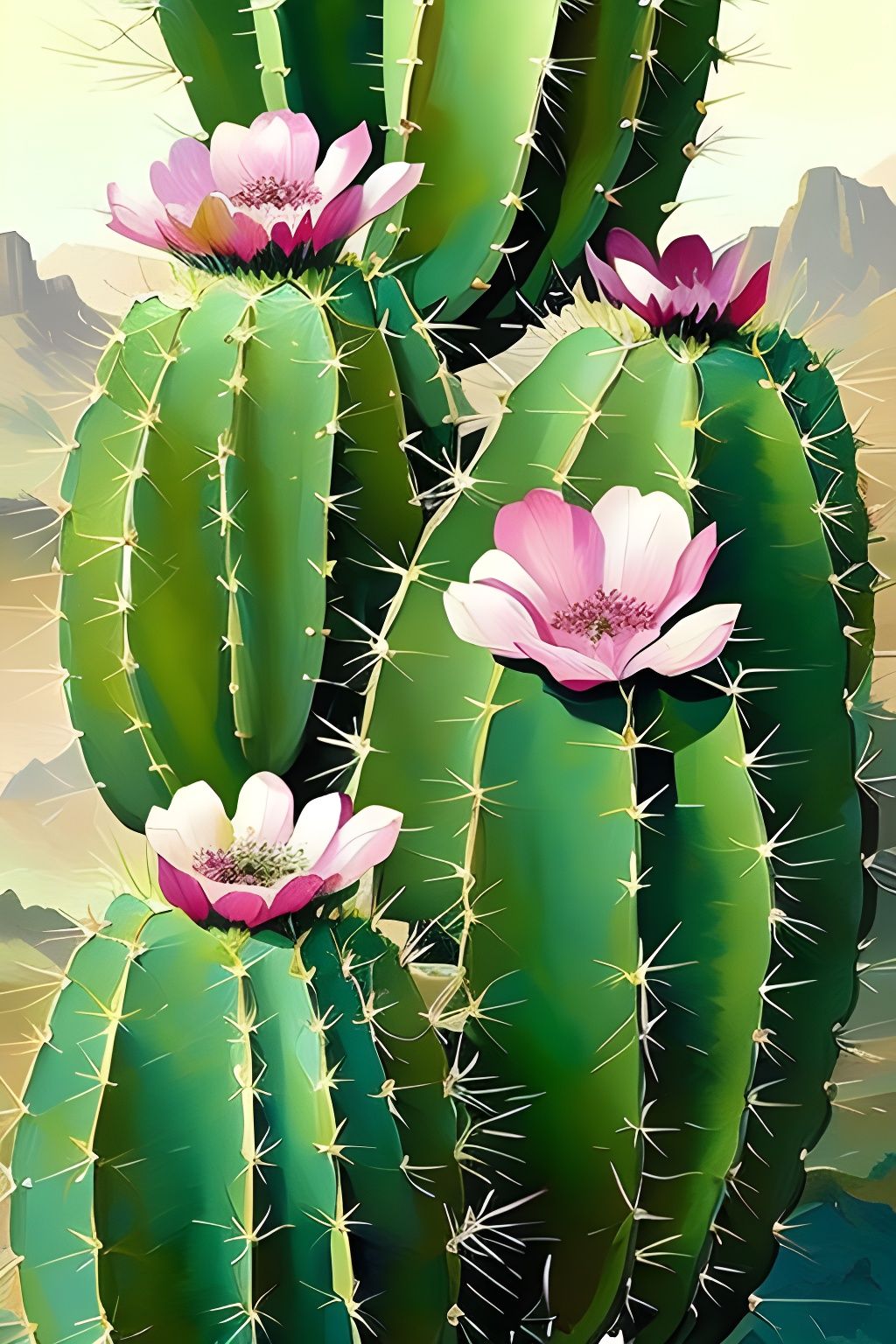 Glittering Cactus Flower Impasto Speedpainting