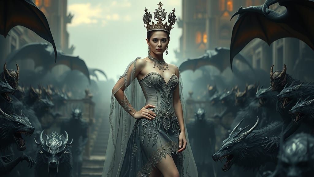 Slavic Vampire Queen in Mystical Castle, Realism Style