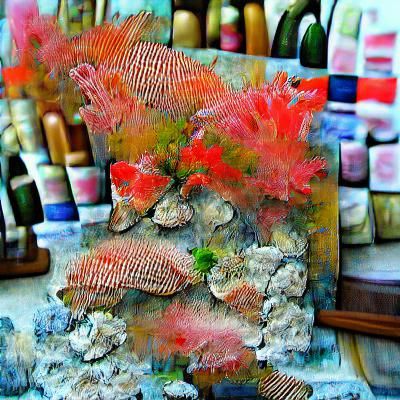 Coral Beauty Fish Impressionism Mixed Media Painting