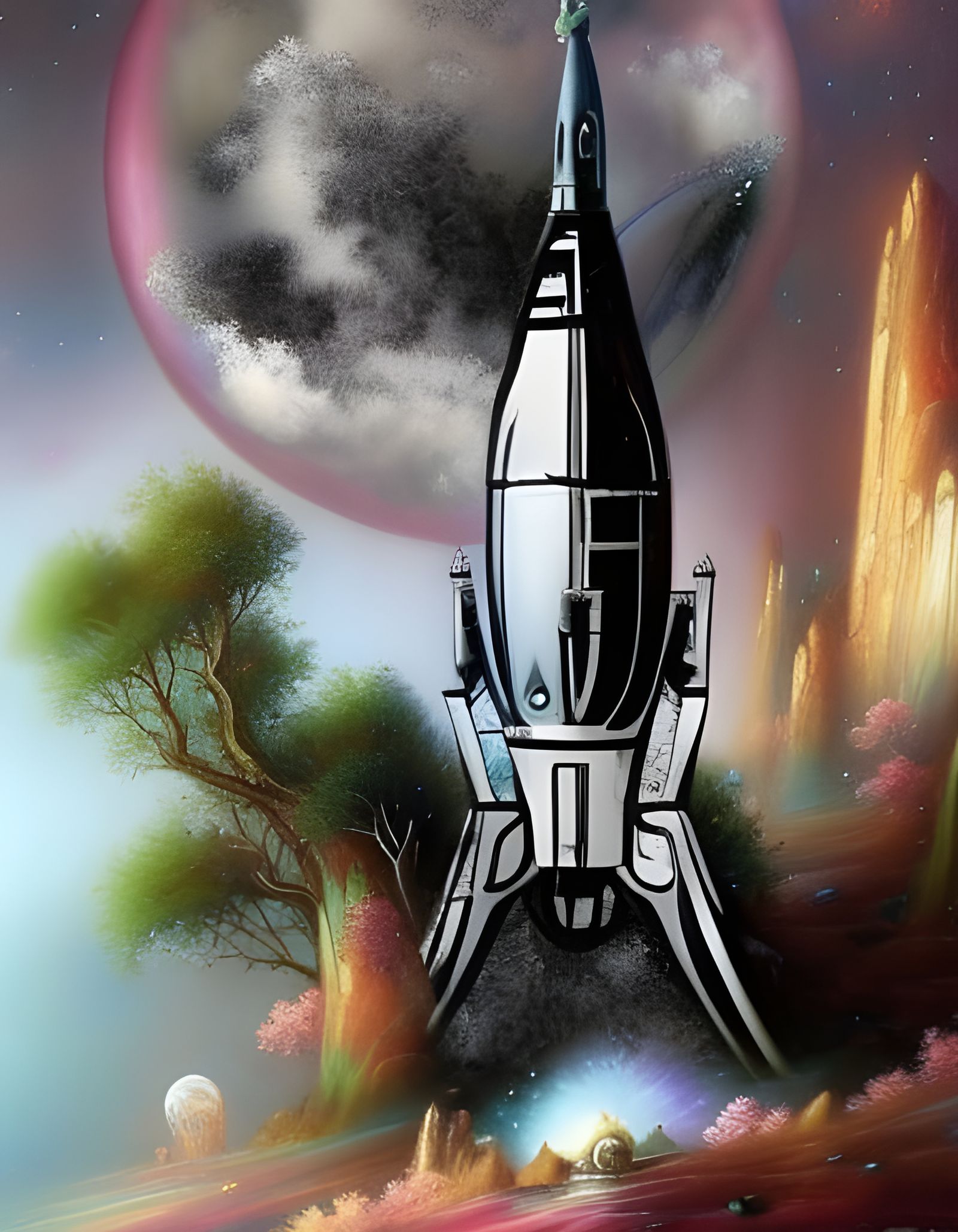 Ethereal Cosmos and Planets in Detailed Fantasy