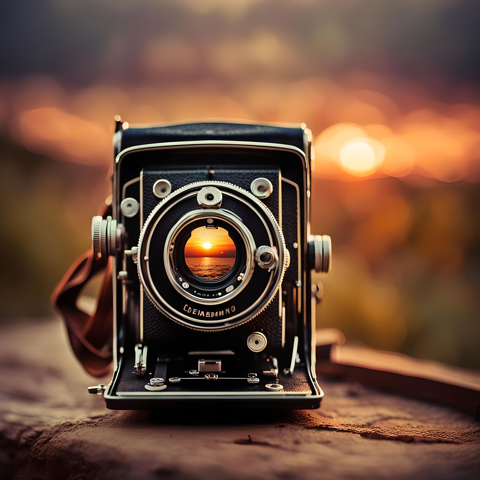 Vintage Camera Captures Fleeting Sunset Moment