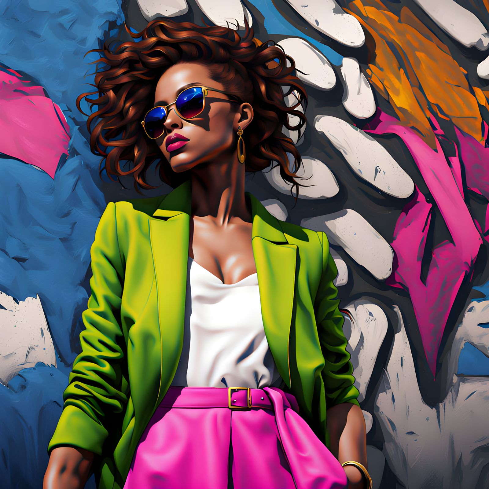 Vibrant Urban Fashionista in Color-Blocked Style