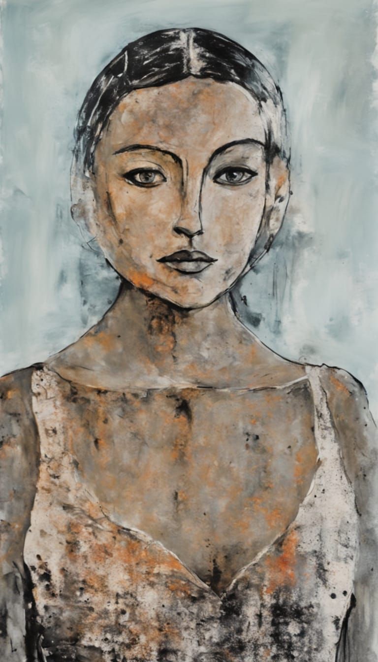 Emotive Portrait of a Woman in Expressionist Style