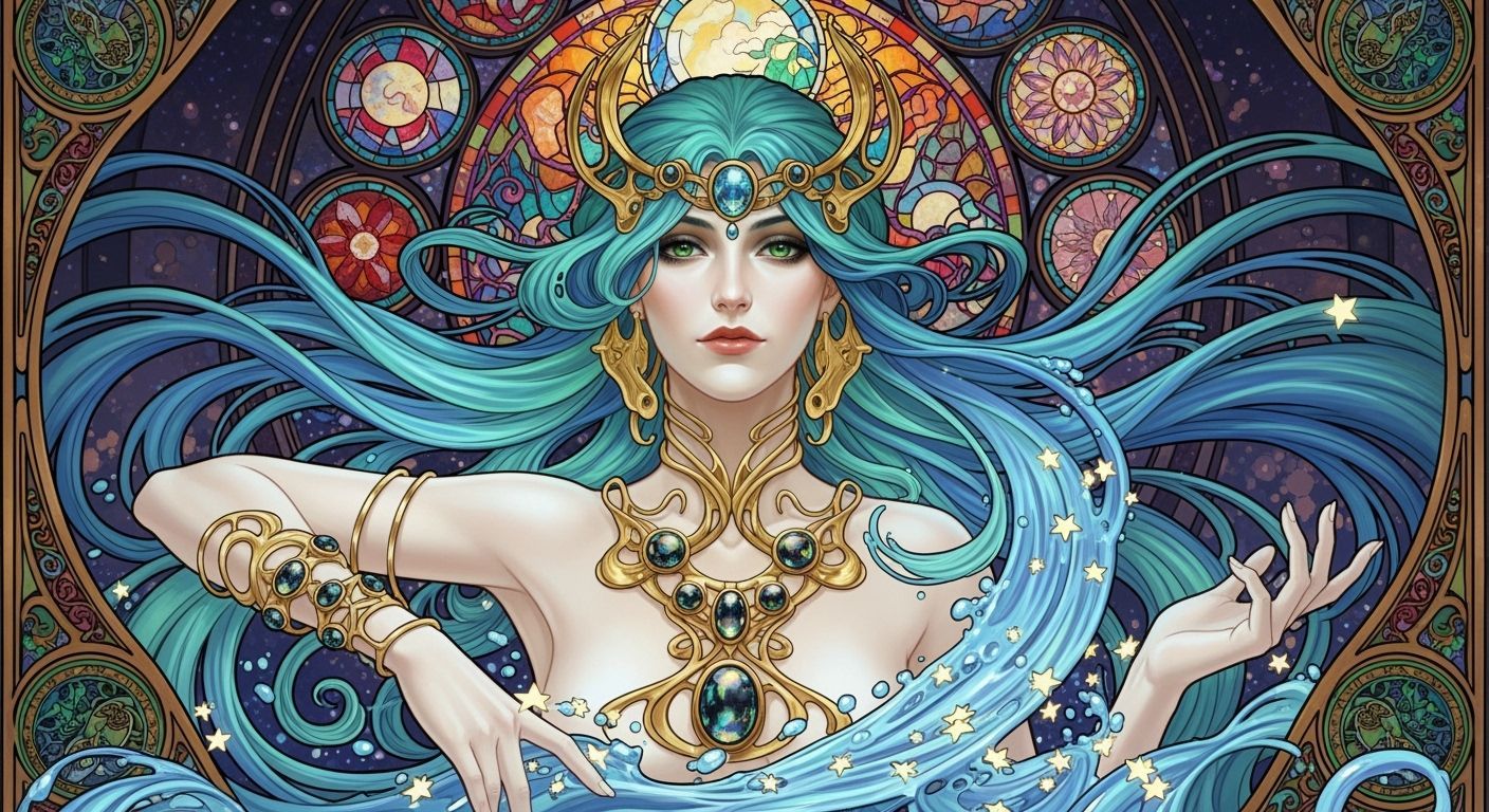 Celestial Woman Emerging from Starlight Vortex