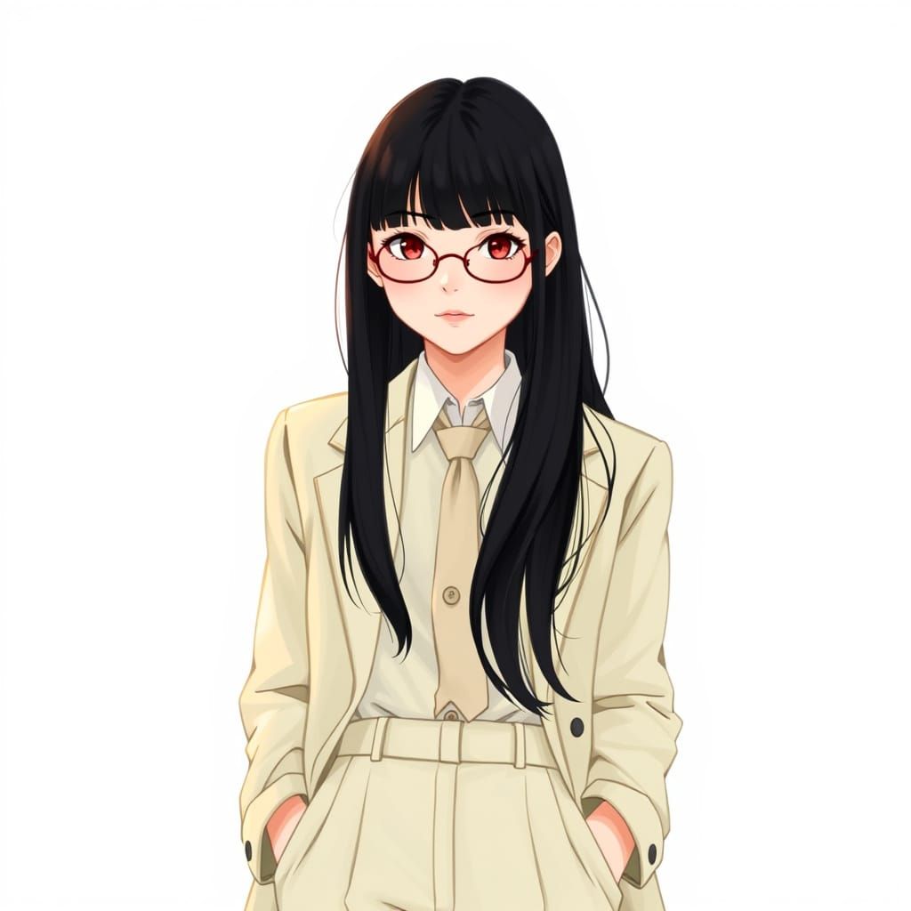 Violet Parr in Elegant Cream Suit, Long Black Hair