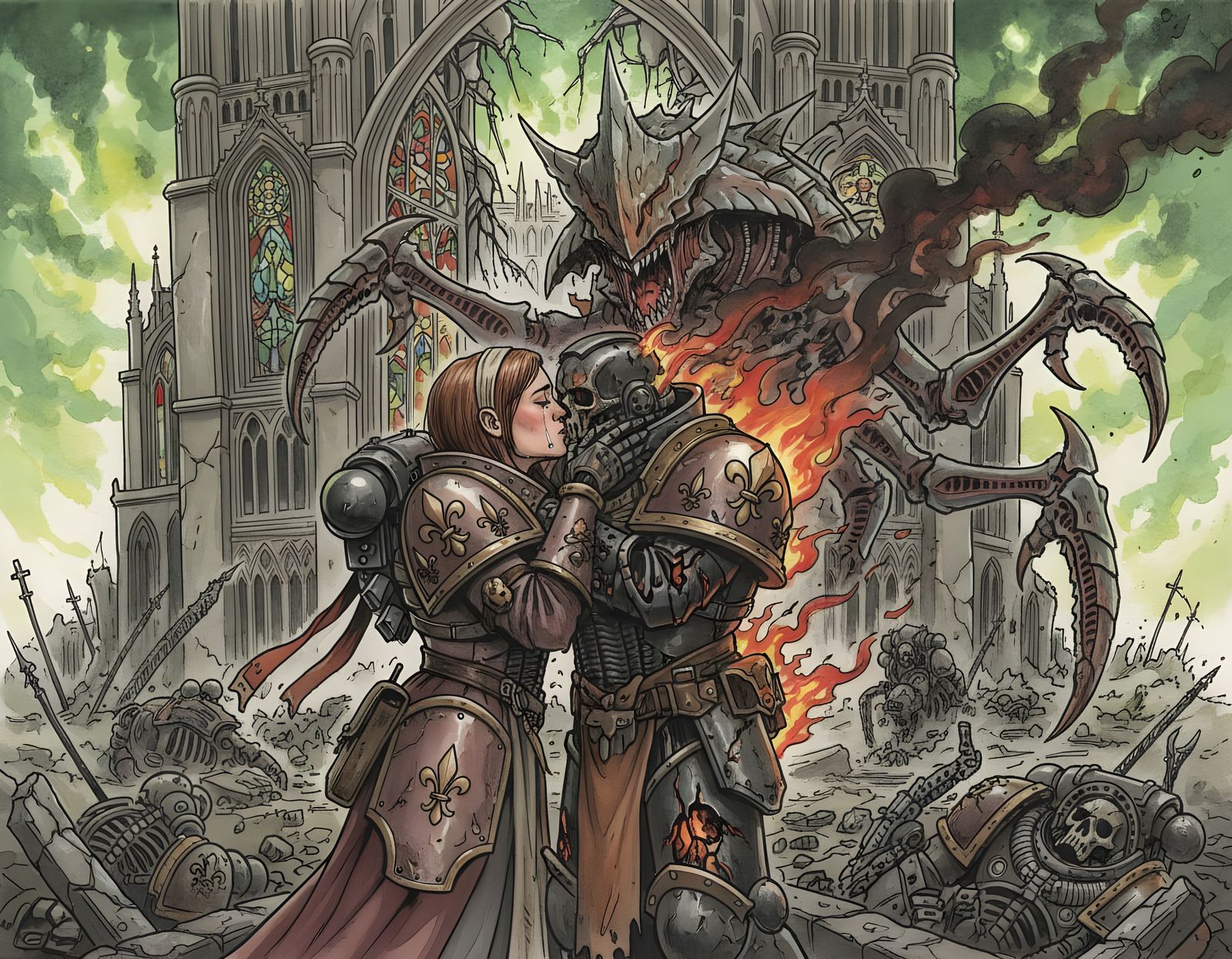 Warhammer 40k Sister of Battle and Legionary Embrace