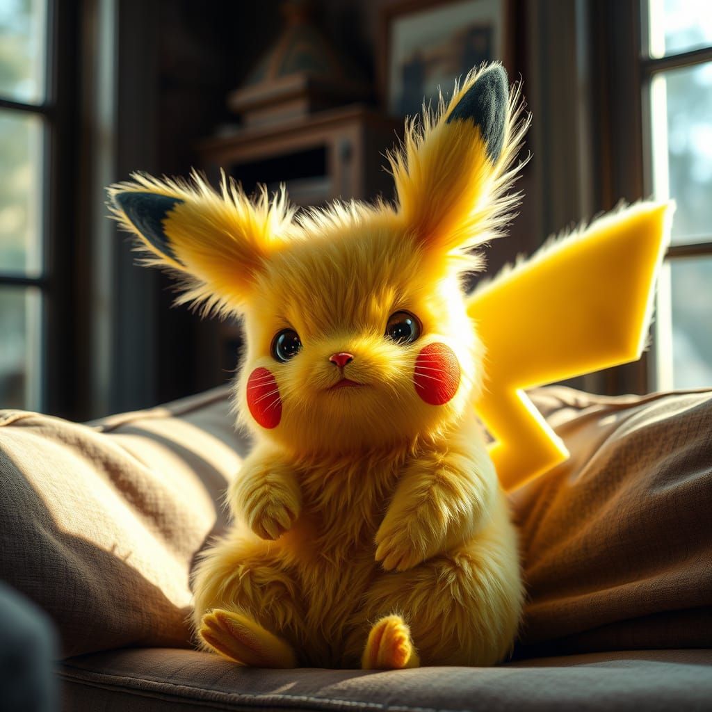 Surreal Pikachu Portrait in Photorealistic Style