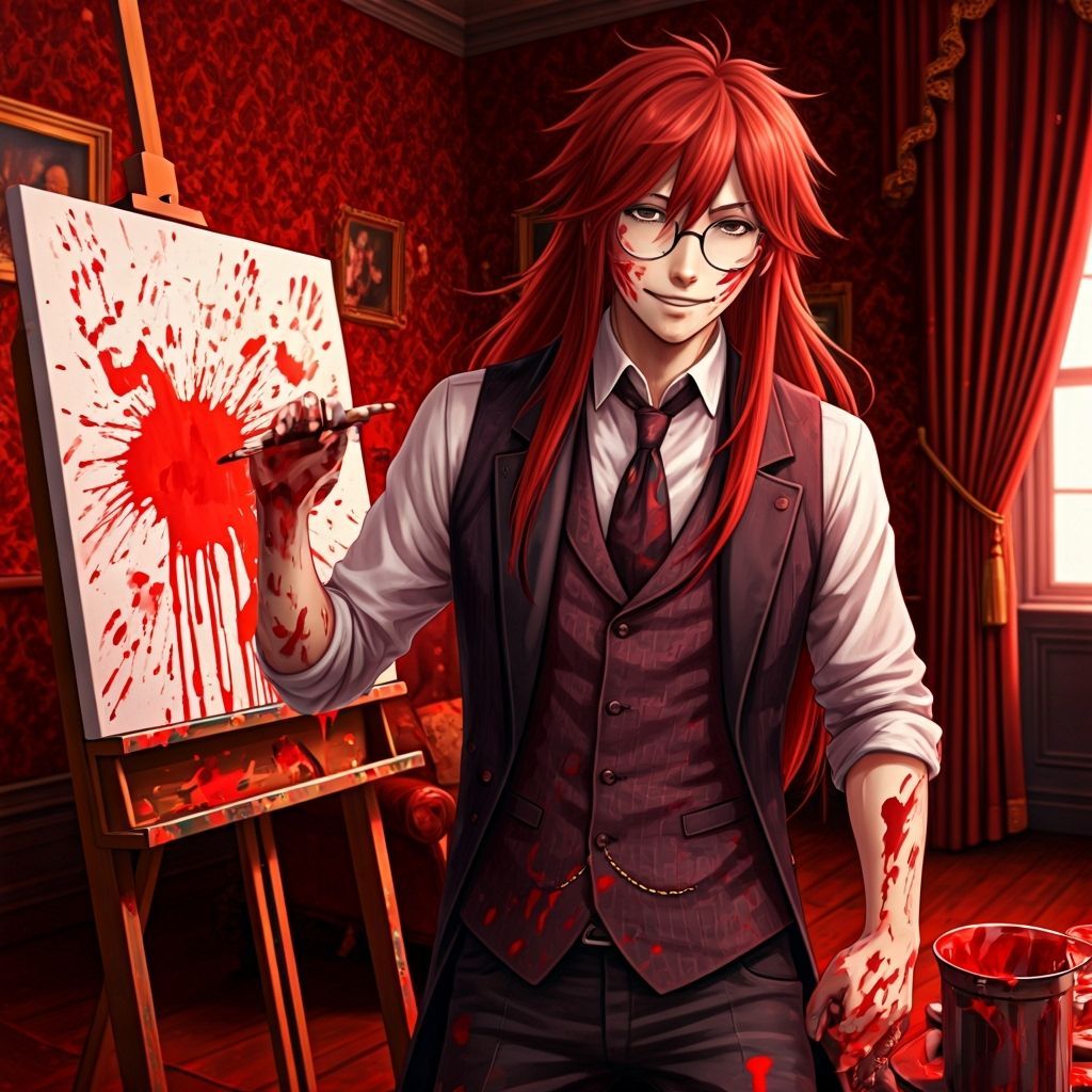 Grell Sutcliff Covered In Red Paint In Victorian Room