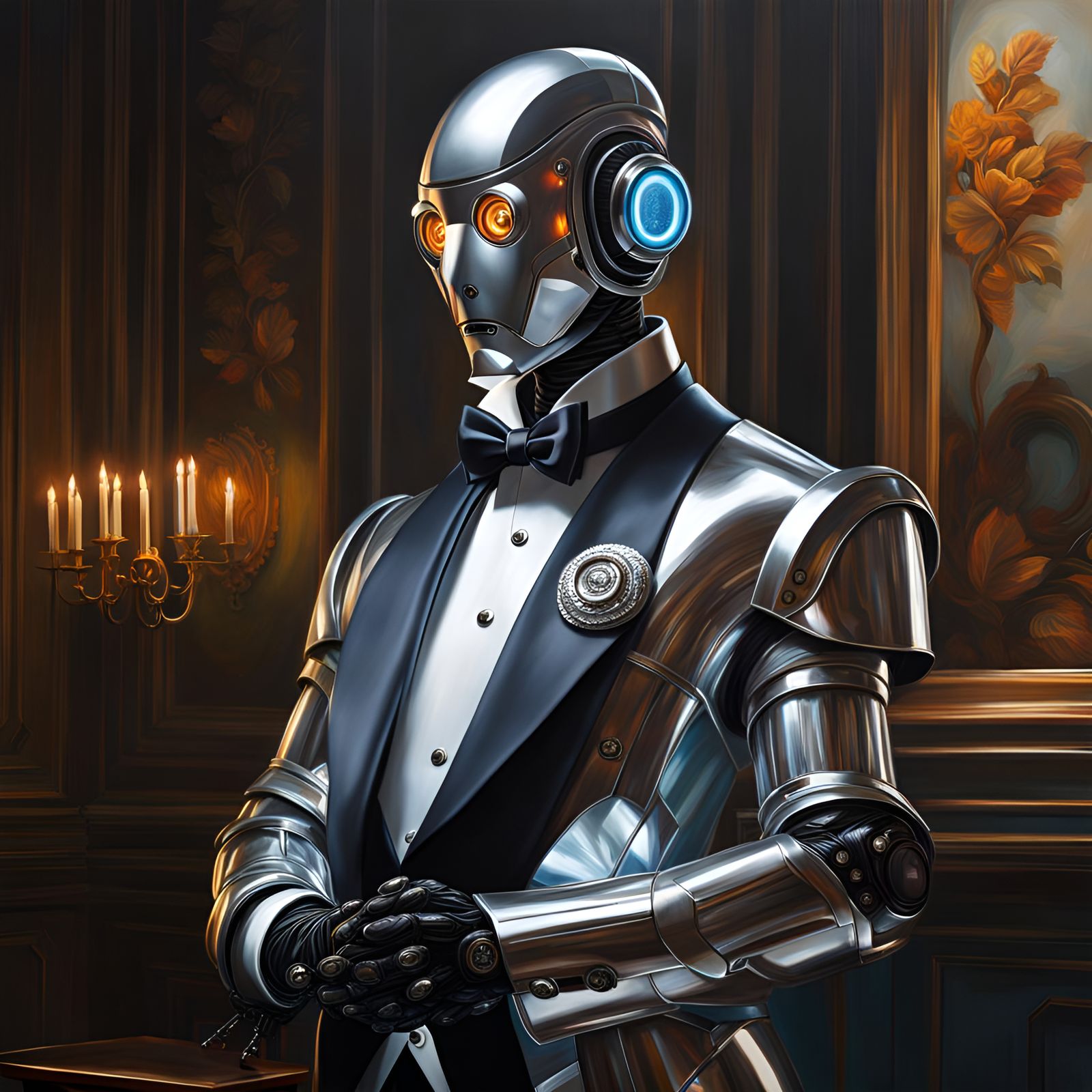 Hyperrealistic Robot Butler Concept Art