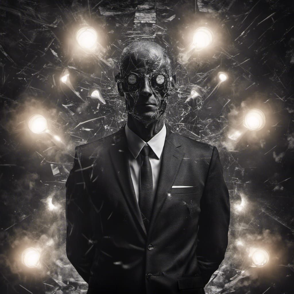 Hyperrealistic Survivor in Shock with White Lights