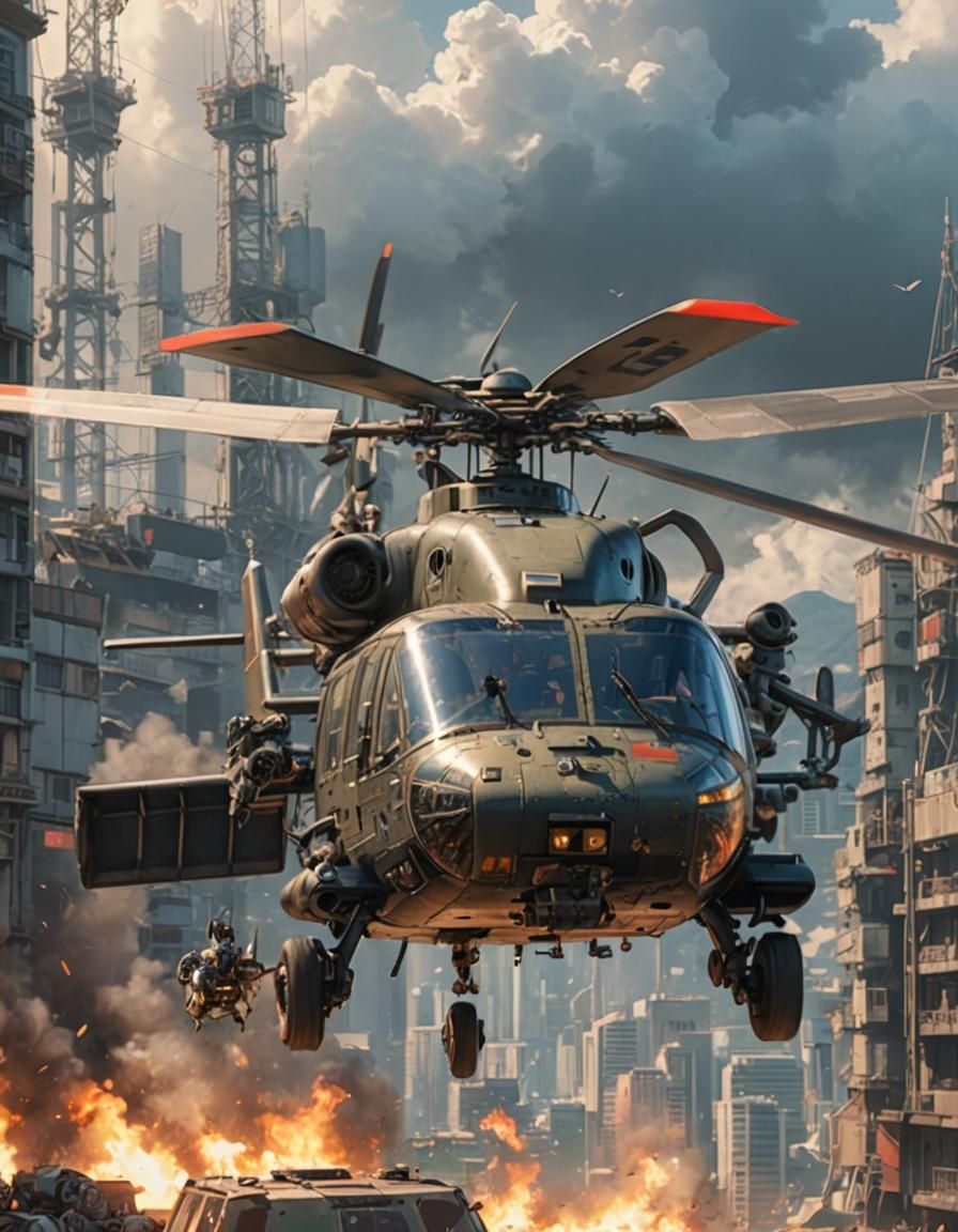 Anime Style 3D Helicopter Concept Art