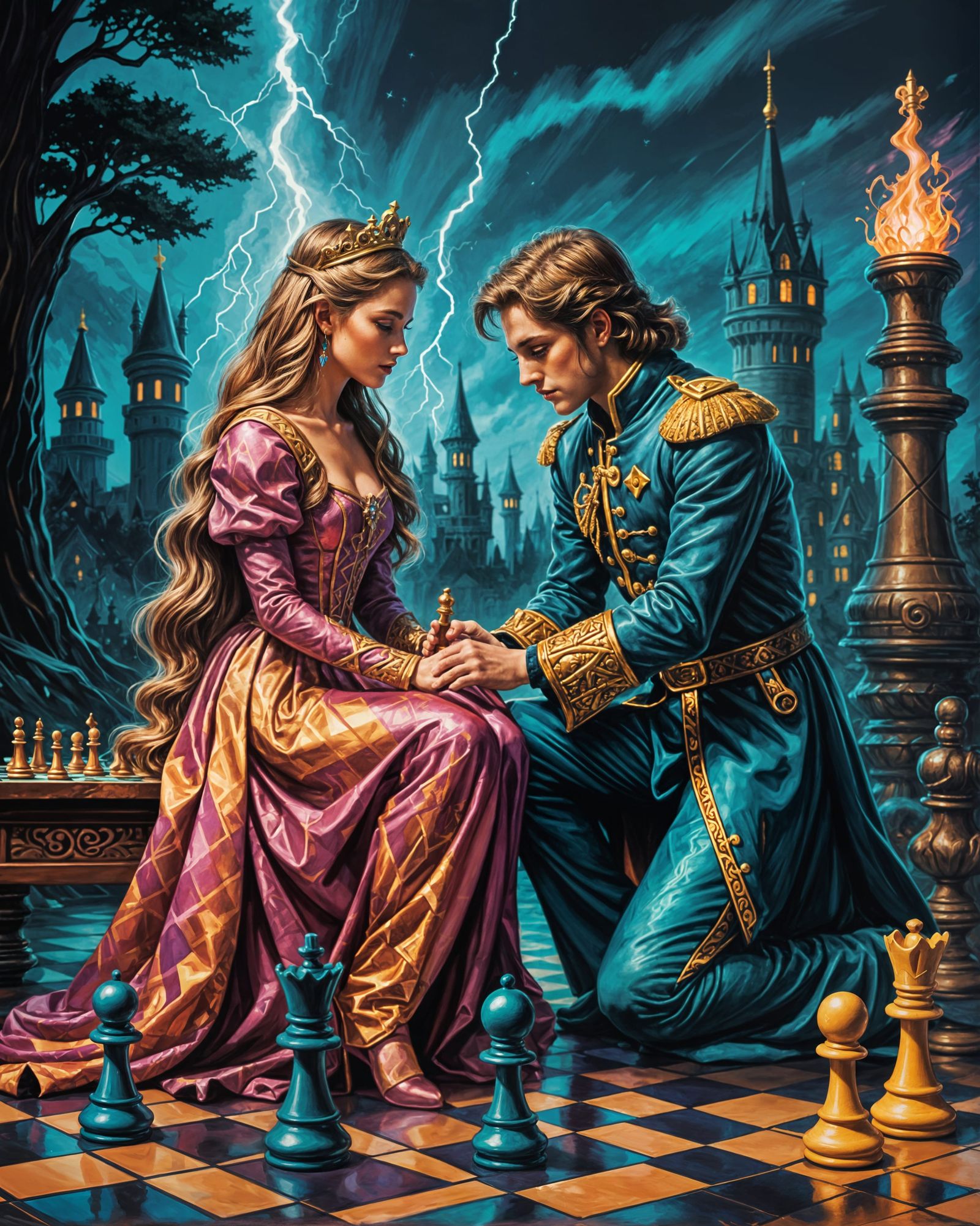 Chessboard Romance: A Princess and Prince Unite