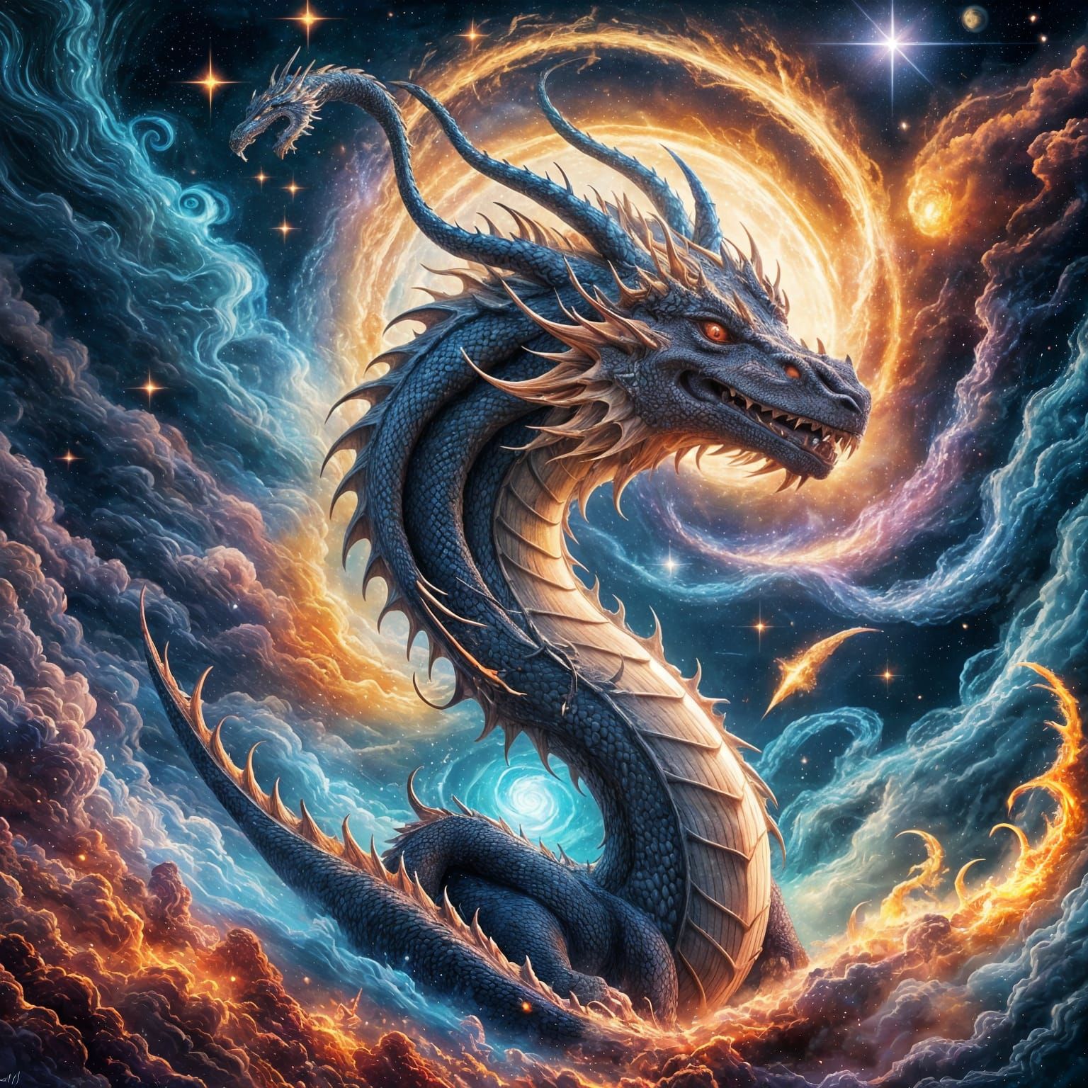 Celestial Dragon Starsign Illuminating the Universe