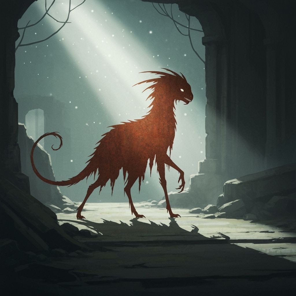 Tattered Cryptid Silhouette in Moonlight