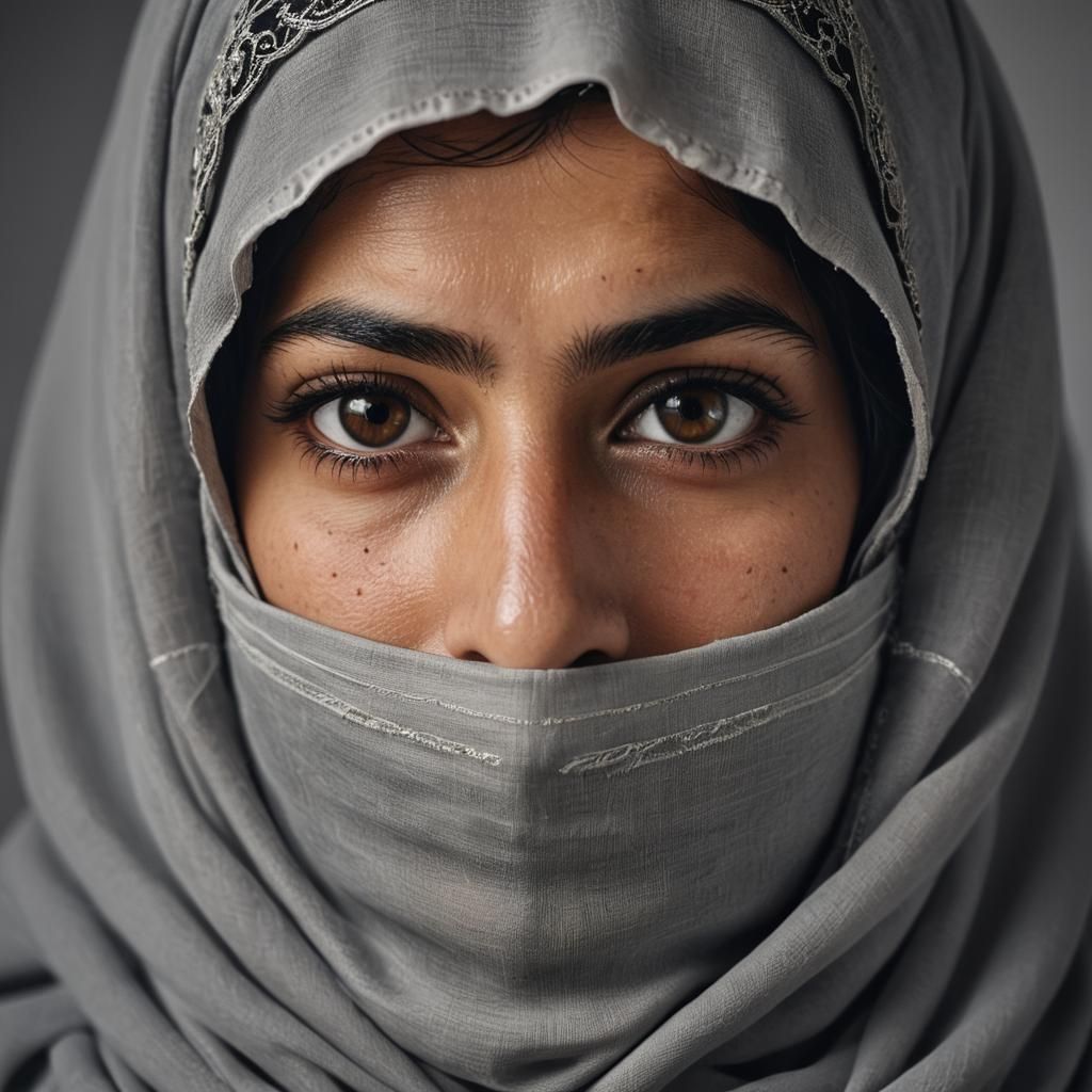 Portrait of Afghan Woman in Niqab with Confidence