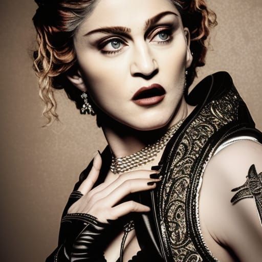 Art Nouveau Madonna in Leather Bodice