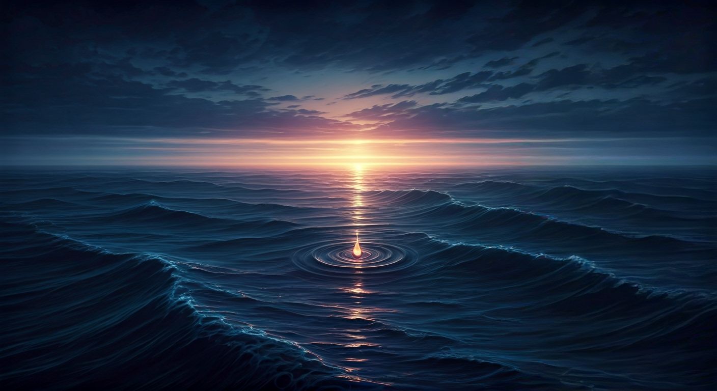 Melancholic Tear Floods River to Turbulent Sea